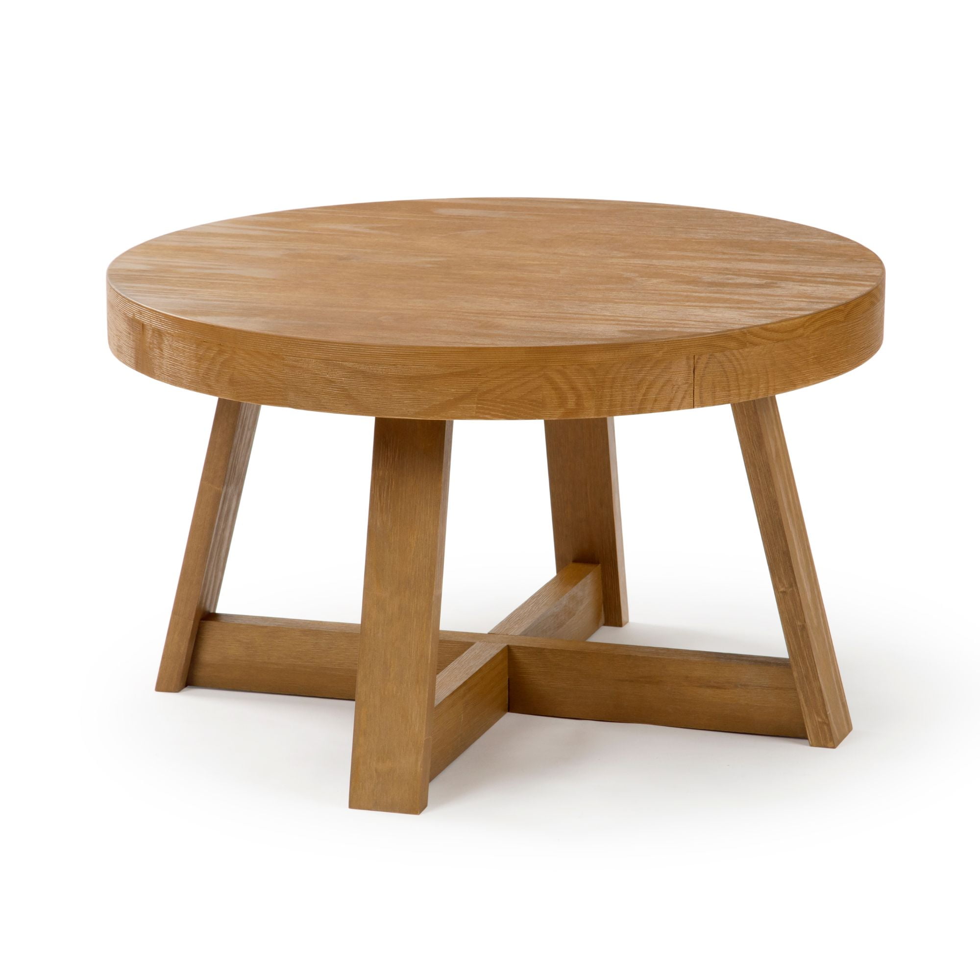 Plank+Beam Classic Solid Wood Round Coffee Table, 30" Farmhouse Table for Living Room
