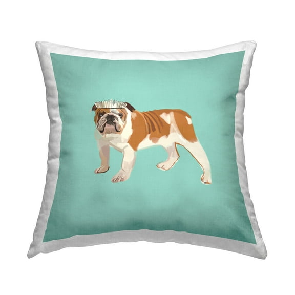 Stupell Industries Royal Bulldog on Turquoise Decorative Printed Throw Pillow Design by Amelia Noyes
