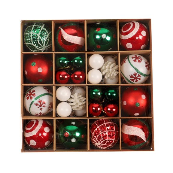 42 Pack Shatterproof Christmas Ball Ornaments Set with Snowflake Design, Colorful Painted Hanging Baubles for Xmas Tree, Holiday Wedding Party Home Decorations 2.36Inch