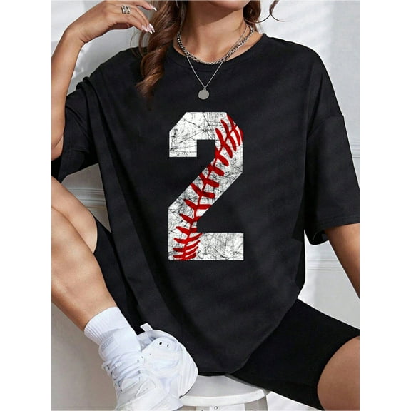 Vintage Baseball Mom #2 Jersey Baseball Favorite Player Two T-Shirt