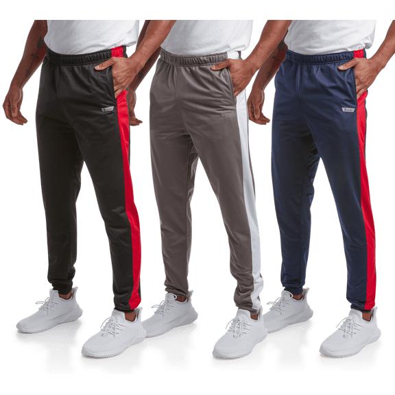 iXtreme Men's Tricot Jogger Pants - 3 Pack Active Performance Sweatpants for Men (Sizes: S-2XL)