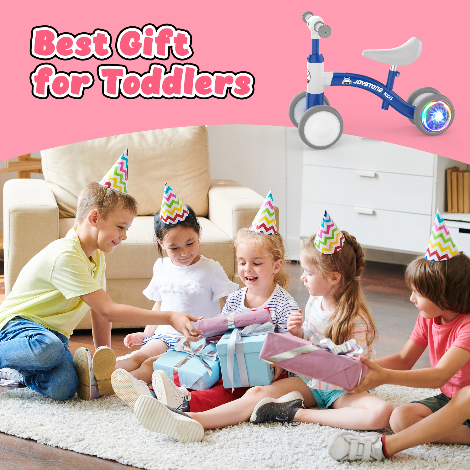 JoyStone Colorful Lighting Baby Balance Bike, Blue photo 8