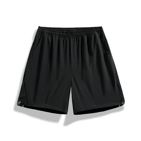 Cargo Shorts for Men Plus Size Elastic-Waist Drawstring Solid-Color Loose Casual Pocket Short Black XXXXL