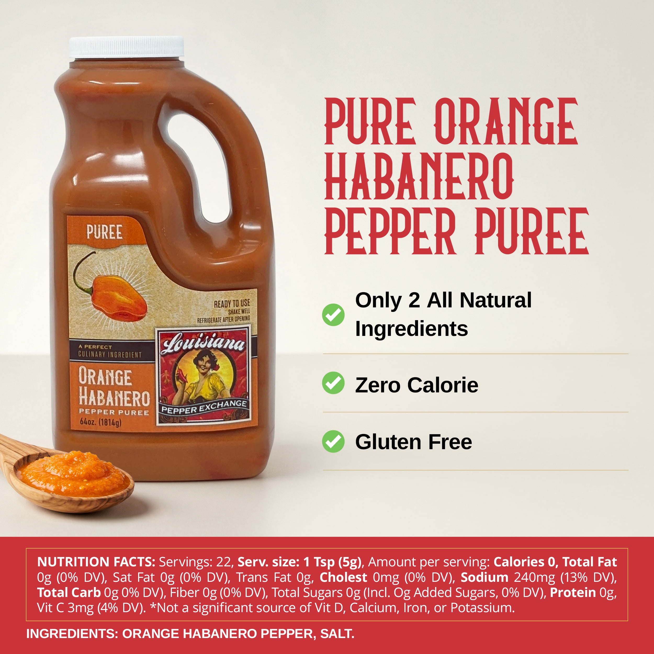 Louisiana Pepper Exchange 64oz Orange Habanero Pepper Puree Sauce