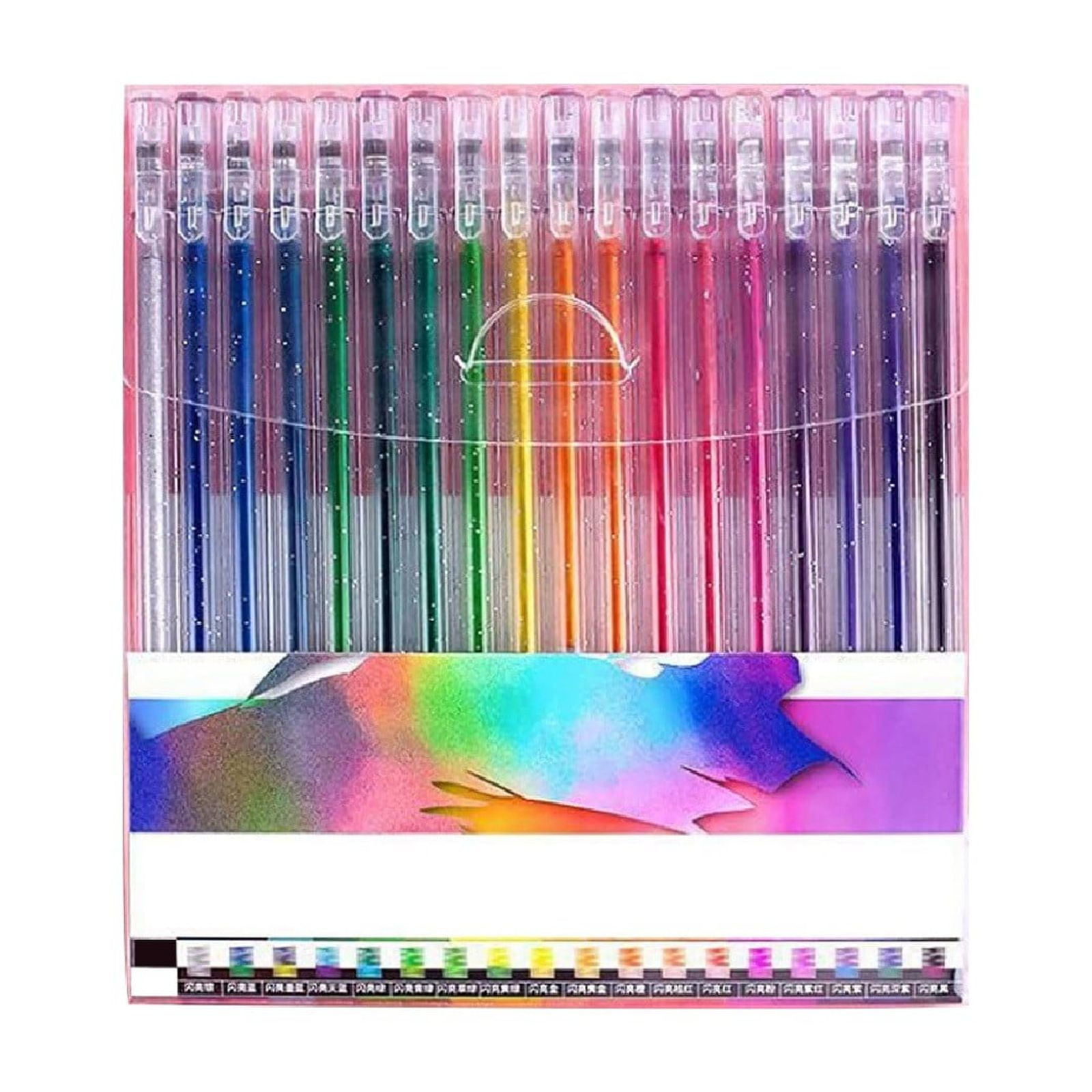 PPKVUFD Glitter Gel Pens, 18 Colors Glitter Pens for Adult Coloring Books, Journaling, Drawing, Scrapbooking and DIY Crafts, Retractable Gel Ink Pens for Art and Work