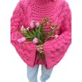 thumbnail image 4 of Women Oversized Sweater Chunky Cable Knit Sweater Knitted Sweater Pullover Trendy Fall Essentials Rose Red S, 4 of 9