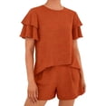 thumbnail image 6 of Fewfanhot Pajama Sets for Women 2 Piece Summer Ruffle Sleeve Lounge Matching Shorts Set Casual Beach Vacation Clothes, 6 of 8