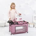 thumbnail image 6 of Bayer Design: Doll Travel Multi-Bed - Pink & White Stars - Playpen Care Center, Built-In Highchair & Mobile, Toy Accessory For Dolls Up to 18", Kid 3+, 6 of 7