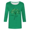 thumbnail image 4 of Meichang St Patricks Day Hauts pour Femmes Liquidation T-Shirts Chanceux Verts Trèfle Graphiques Col Rond Manches 3/4 Décontracté Hauts Coupe Ample Blouses de Vacances, 4 of 4