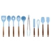 The Pioneer Woman Silicone Kitchen Utensils, 10 Piece Set, Blue, Acacia Wood Handle