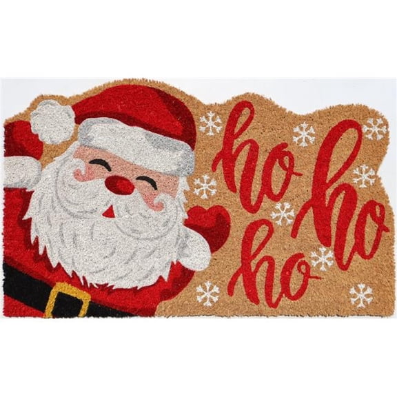 Imports Decor 592PVC 30 x 18 x 0.5 in. Ho Ho Ho Mat - Beige, Red & White