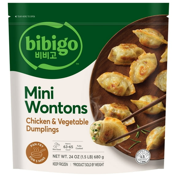 Bibigo Frozen Mini Wontons Chicken & Vegetable Dumplings, 24.0 oz