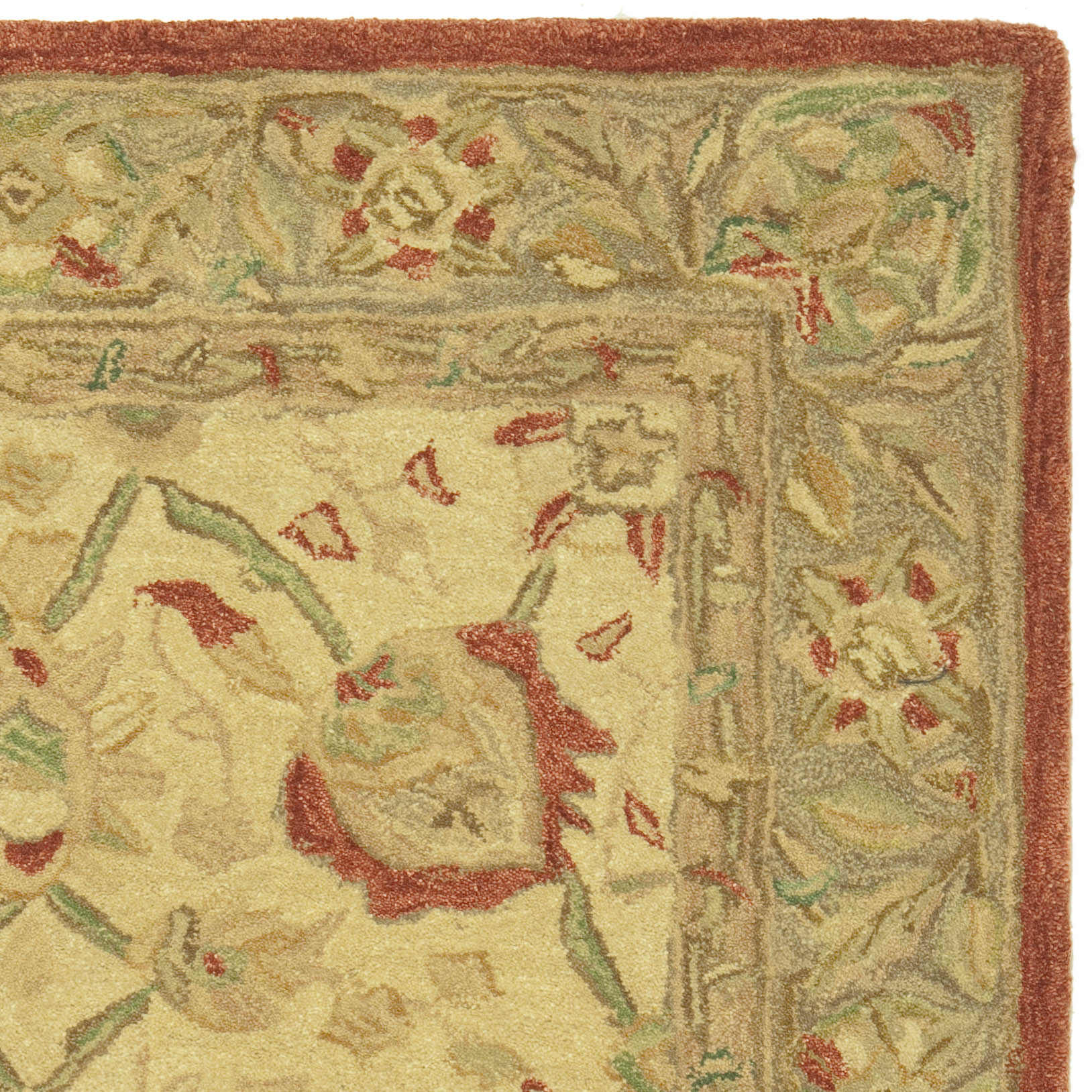 SAFAVIEH Anatolia Venice Floral Wool Area Rug, Beige/Rust, 6' x 6' Square