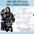 thumbnail image 4 of Oversized Wearable Blanket Hoodie,Black Hand Flower Snake Pattern Sherpa Blanket Hoodie with Super Pockets,Super Warm Fuzzy Pullover for Women & Men, 4 of 6