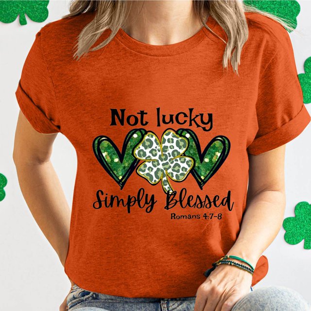 Haut de la Saint-Patrick pour Femmes à Manches Courtes avec Imprimé Graphique et Col Rond pour la Saint-Patrick