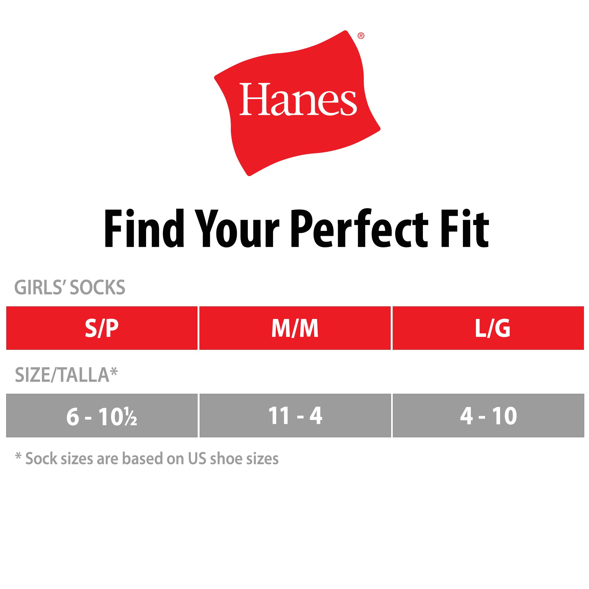 Hanes Girls Ankle Socks 10-Pack, Sizes S-L 