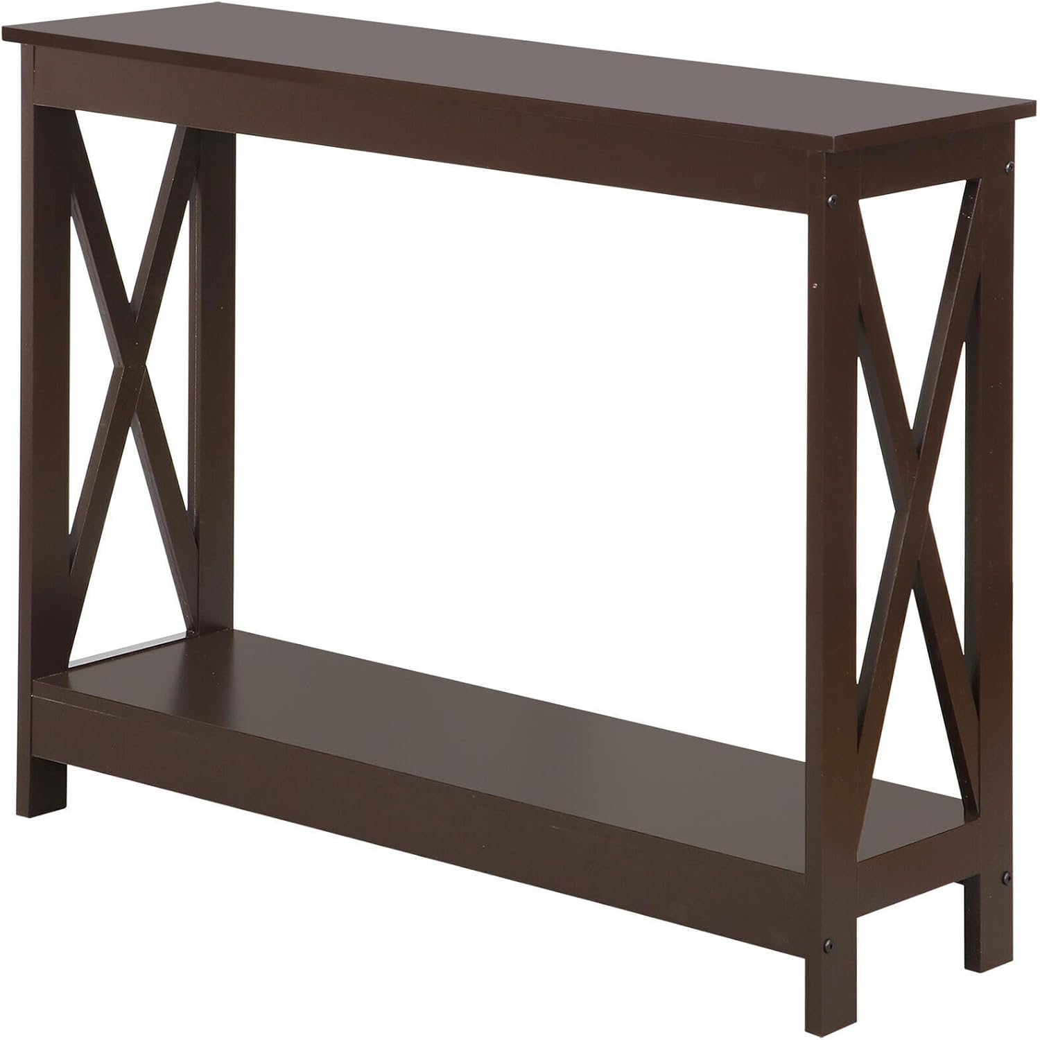 Console Table 2-Tier with Storage Shelf,X-Design Bookshelf Narrow Accent Table for Entryway Hallway Living Room Sofa Side Table,Black