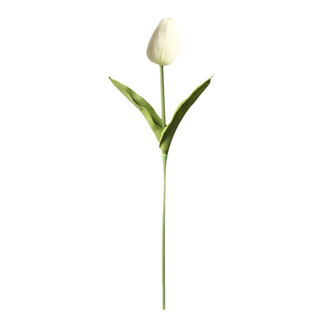 Inteprter Mini flor artificial, lirio único, tulipán, flor monarca, flor falsa de PU, decoración para el hogar y la Oficina, decoración para Flores artificiales blanco Inteprter HA6563-01B