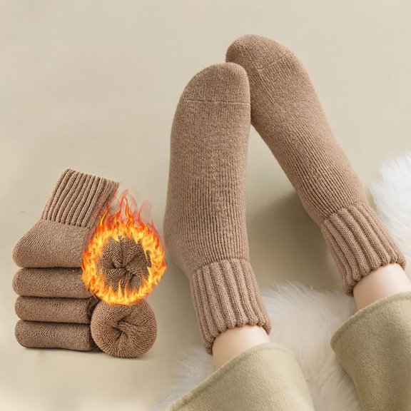 OYXSER 5 Pairs Womens Solid Mid Calf Socks, Elastic Cuff Warm Soft Fit Suitable for All-Day Wear