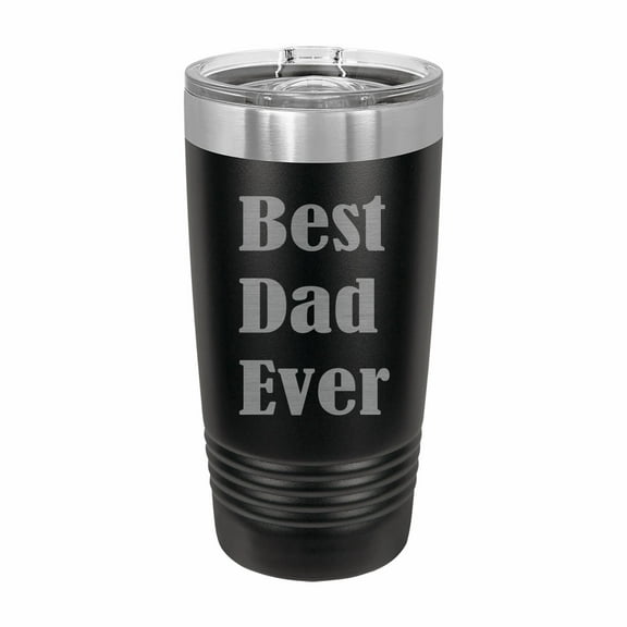 PrecisionNC Dad Gifts Best Dad Ever Engraved Stainless Steel Travel Mug Tumbler with Lid Fathers Day 20 ounce Black