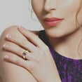 thumbnail image 2 of KIRAN FINE JEWEL Bezel Emerald Cut Purple Amethyst Peridot Cocktail Band Ring Yellow Gold Plated 925 Silver Wedding Gemstone Statement Jewelry Gift For Her, 2 of 5