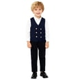 thumbnail image 2 of Boys Blazer Vest, Preppy Style Casual Waistcoat for Kids, Mid-Length Layering Vest for Autumn Winter School and Outdoor Activities, Boys Sleeveless Jacket, 2-14Y Navy 110, 2 of 9