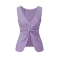 thumbnail image 4 of ClodeEU Women's Twist Back Knot Split Sleeveless Tank Top,Casual Solid Color Blouse for Summer Purple,Women's Plus M, 4 of 7