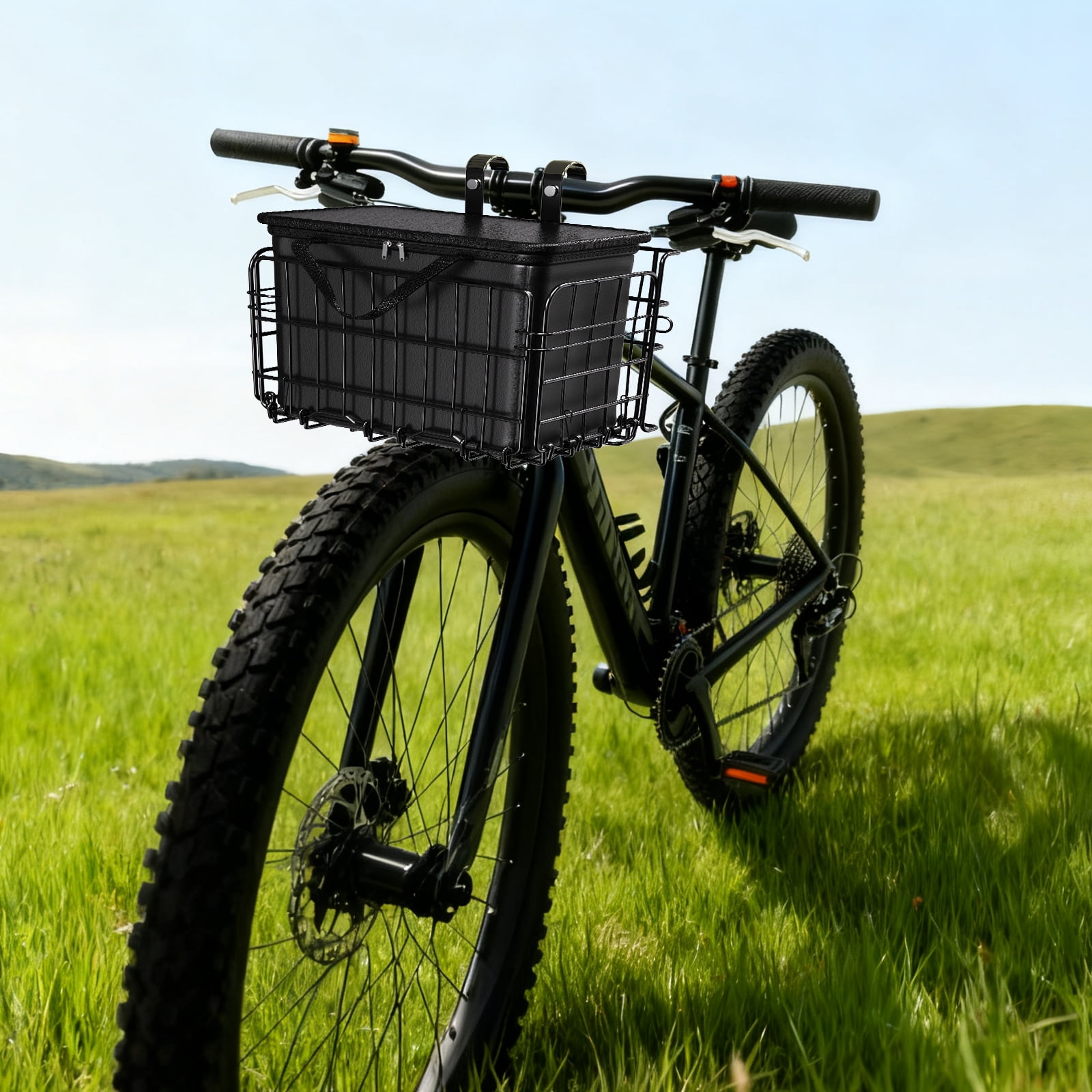 Bike Basket Front, Folding Bicycle Basket with Removable Waterproof Liner Bag, Rear Bike Cargo Rack, Bike Baskets for Adult Bikes Carrying Dogs,Pet,Grocery,Quick Release Design