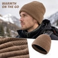 thumbnail image 4 of Voska Unisex Thick Fleece Lined Outdoor Cycling Beanie Hat Warm Acrylic Stretch Skull Cap Winter Fall Casual Gift for Women Men Khaki One Size, 4 of 5
