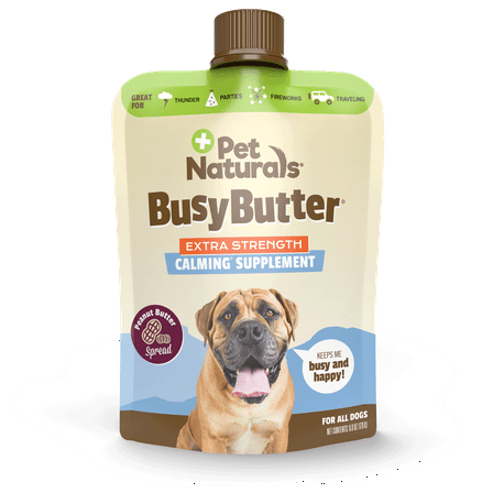 Pet Naturals Calming Busy Butter Extra Strength, Peanut Butter for Dogs, 6oz Squeeze Pouch