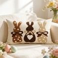 thumbnail image 2 of Wozhuo Easter Bunny Embroidered Pillowcase 19.6x11.8in Soft Decorative Cushion Cover, 2 of 8
