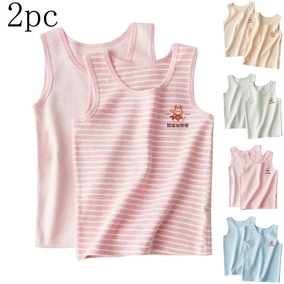 HAOTAGS Girls 2pc Tank Tops Sleeveless Round Neck Camisole Pink 5 Years