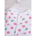 thumbnail image 4 of ATAIKU Infant Baby Girls' Sleep and Play Footed Pajamas Strawberry One-Piece Sleeper Button Romper Jumpsuit Cotton PJs For Newborn, 4 of 7