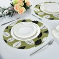 thumbnail image 6 of 15.4inch Round Placemats, DIY Printing Design, Suitable for Kitchen, Table Party Decoration Leaf, 6 of 7