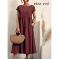 thumbnail image 1 of 2024 Nouvelle Robe Femme Rétro Couleur Unie Sans Manches Jupe Longue Ample avec Poches, 1 of 7