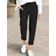 thumbnail image 3 of Pantalones sueltos de mujer Pantalones casuales de algodón y lino Pantalones de color sólido con bolsillos, 3 of 5