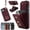 Burgundy (Long Shoulder Strap + Short Wrist Strap), variant on for iPhone 17 Wallet Case, Crossbody Purse with Wrist Strap Lanyard Handbag, RFID Blocking Card Holders, 360 ° Rotation Ring Kickstand, Pink/Beige/Black/Purple