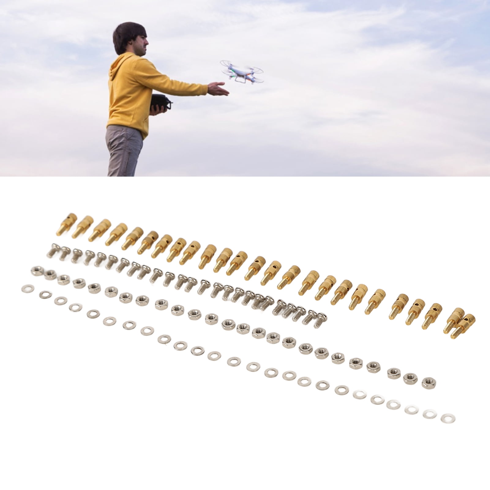 Laiton – Lot De 25 Bouchons De Liaison Pour Tige De Poussée RC – Or Et Argent, 1,5mm – Pour Avions, Hélicoptères, Bateaux