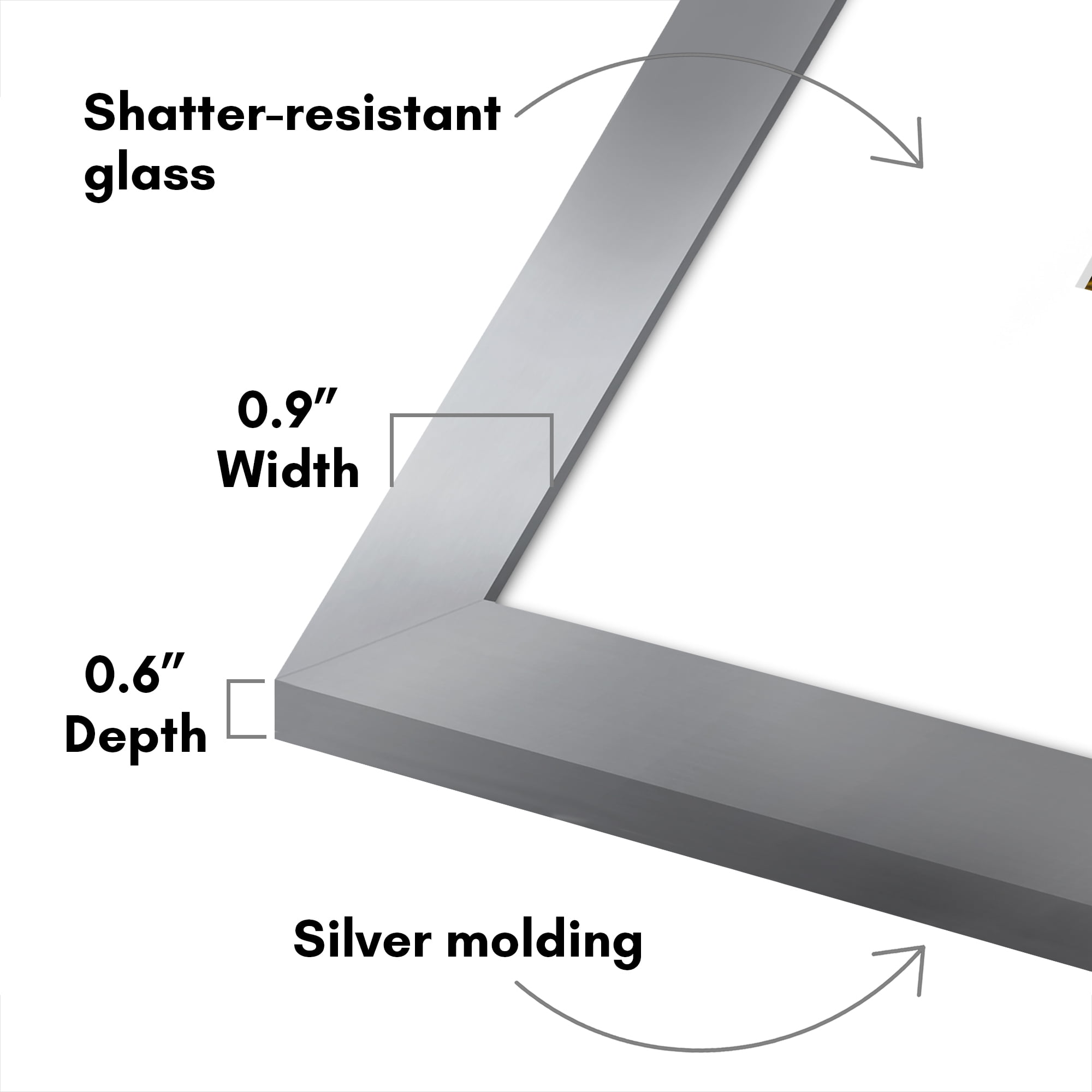 Americanflat 14x14 Picture Frame with Shatter-Resistant Glass with 5x7 Mat Wedding Signature Display - Silver