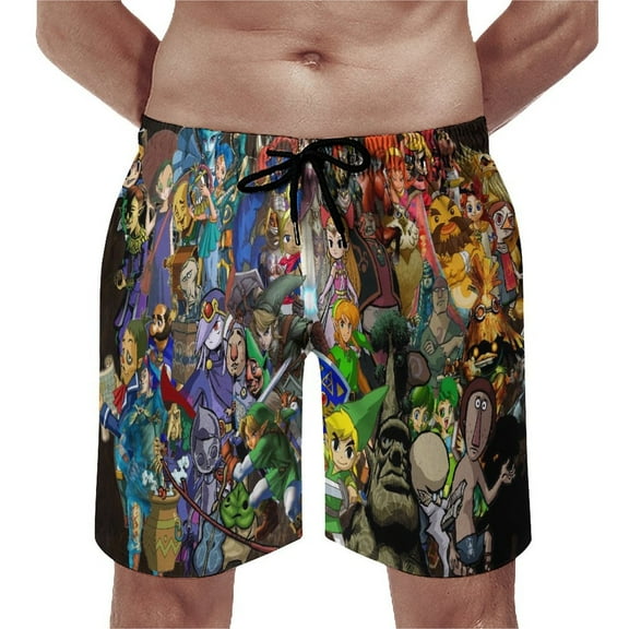 The Legend of Zelda Shorts Men's Beachwear Quick Dry Hawaii Swimwear Sports Running Board Shorts Bathing Suits Mesh Lining XS