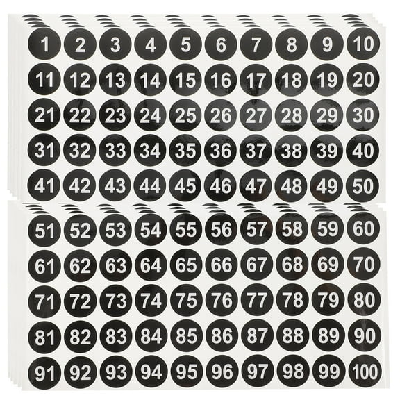 20 Sheets Round Number Stickers Self-Adhesive Serial Number Labels for Organizing and Labeling Items