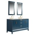 thumbnail image 3 of Water Creation Elizabeth 60" Wood Double Bathroom Vanity in Monarch Blue/Gold, 3 of 10