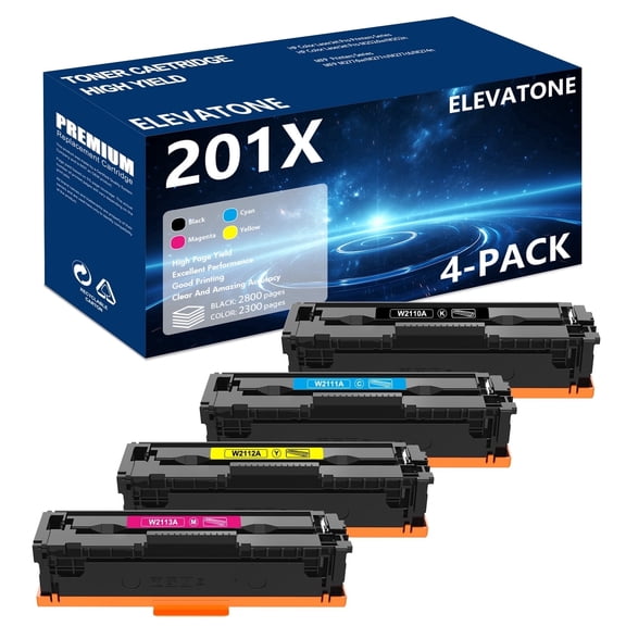 Compatible for HP 201X 201X 201A Toner Cartridges High Yield Color Laserjet Pro MFP M277dw M252dw M277 M252 M277n CF400X CF401X CF402X CF403X (4-Pack Black Cyan Magenta Yellow)