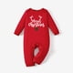 thumbnail image 2 of Camisetas navideñas familiares a juego de algodón con estampado de letras y diseño de renos en rojo, 2 of 5