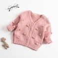 thumbnail image 2 of Toddler Baby Girls Knit Sweater Cardigan Coat Pompom Button Warm Outerwear, 2 of 5