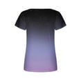 thumbnail image 5 of QENGING Womens Clothes Tops Floral Printed Casual V-Neck Short Sleeve Loose T-Shirt Pullover Purple S Summer, 5 of 5