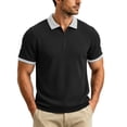 thumbnail image 3 of Rrxhxhs Golf Shirts for Men Geometric Trim Collared Quarter Zip Short Sleeve Breathable Casual Tops,L, 3 of 6