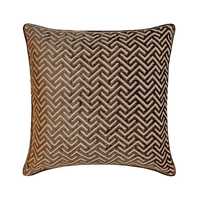 The HomeCentric Decorative Brown Pack of 2, 18"x18" (45x45 cm) Throw Pillows, Velvet Chevron Throw Pillows For Couch, Geometric Pattern Modern Style Easter - Chevron Locked