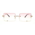 thumbnail image 2 of Luxury Rimless Showy Hustler Rectangle Metal Rim Sunglasses Gold - Pink Yellow, 2 of 4