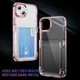 thumbnail image 2 of ELEHOLD for iPhone 14 Case,Clear Card Holder Kickstand Credit Card Slot Soft TPU+Hard PC Slim Bumper Anti-Scratch Shockproof Protective Wallet Case for iPhone 14,Pink, 2 of 8